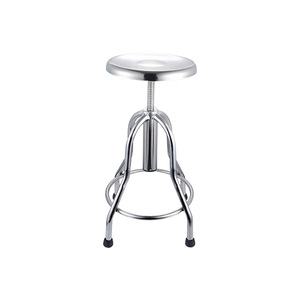 304 Stainless Steel Round <b>Stool</b> 50cm Height <b>Adjustable</b> Hospital Workshop Bar <b>Stool</b> Movable With Wheels - Product Image 1