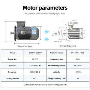 Moteur asynchrone triphasé SIMOTICS Innomotics 6 pôles 1LE0003 IMB5 400/660V 60Hz Fréquence AC 380V IE 3 Efficacité - Product Image 1
