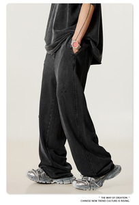 Ropa para Hombre BE |   Pantalones Rectos de Hip Hop para Hombre, Estilo Retro Lavado, 100% Algodón, Corte Holgado, Otoño 2025, Europa y América - Product Image 6