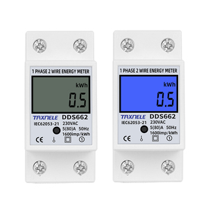 ไฟฟ้า DIN Rail เฟสเดียว 2 สาย LCD ดิจิตอล Wattmeter การใช้พลังงานพลังงาน KWh Meter AC 230V 50Hz