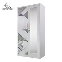 Armoire Design en Acier à 2 Portes pour Vêtements, Penderie Métallique de Chambre, Vestiaire et Casier