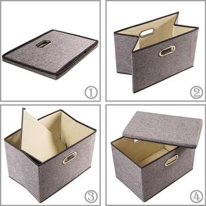 Large Collapsible <b>Storage</b> <b>Bins</b> <b>Storage</b> Boxes Linen Fabric <b>Storage</b> Cubes for Kids With Cover for Home Bedroom - Product Image 6