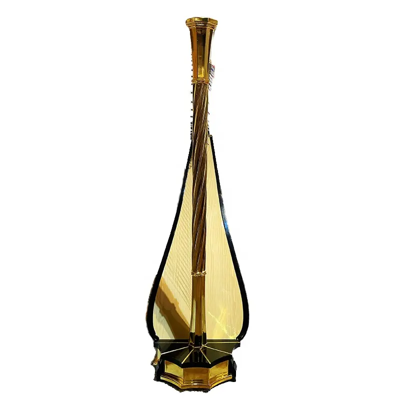 Instrumento de música de ouro brilhante harpa Patchwork banhado a ouro elegante elegante de 40 cordas Roman lever harpa sem pedal