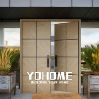 Porte d'entrée italienne moderne en bois sculpté porte double pour l'extérieur porte double en bois design rond porte d'entrée principale double voûtée