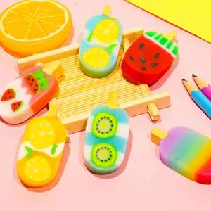 Lot de 4 gommes fantaisie en forme de crème glacée pour l'été – Fournitures scolaires mignonnes et kawaii pour enfants et étudiants - Product Image 5