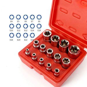 TEBAK Crv Material 14 unids/set E Torx Star hembra Bit Sockets Set 1/<span class=keywords><strong>2</strong></span> "<span class=keywords><strong>3</strong></span>/8" 1/4 "Drive E4 - E24 herramientas de reparación juego de herramientas de mano manga - Product Image 1