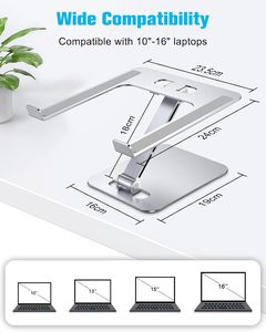 Support d'ordinateur portable pliable et réglable de 10'' à 17'', support de bureau pour tablette et ordinateur portable - Product Image 3