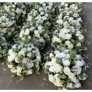 Boule de fleurs artificielles de luxe personnalisable, arrangement de roses en soie blanches et roses, grandes décorations de centre de table et de table pour mariage - Product Image 6