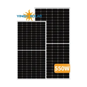 YingLi แผงเซลล์แสงอาทิตย์550วัตต์144เซลล์โมโน Pv โมดูลครึ่งเซลล์สีดำทั้งหมด Bifacial แผงเซลล์แสงอาทิตย์