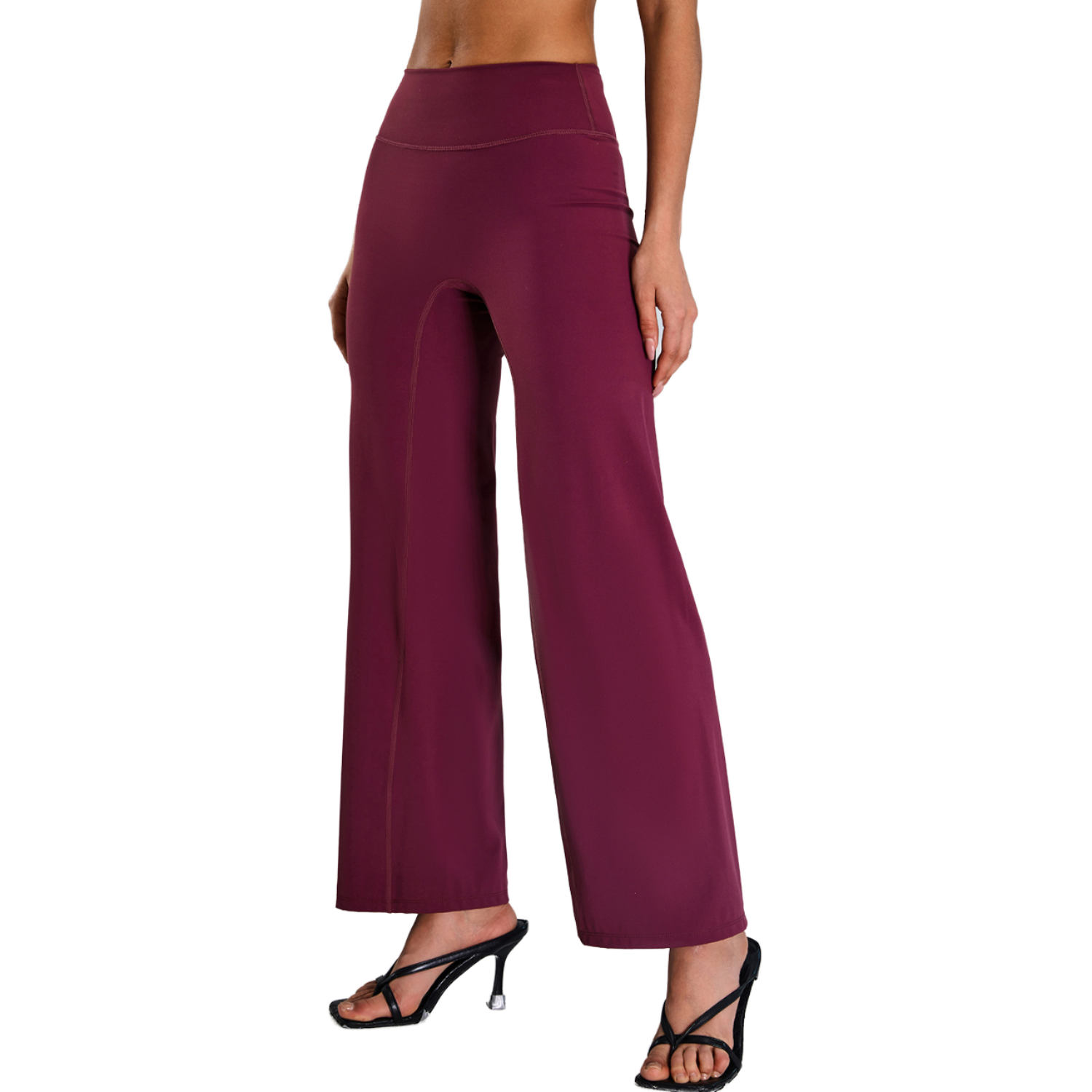 High Waist Straight Wide Leg Yoga Pants, Soft Stretch Tummy Control Casual Full Length Workout Athletic Trousers