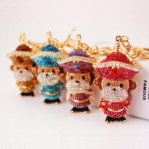 Encantador mono encanto colgante creativo Regalo de Cumpleaños cristal Rhinestone monedero bolso llavero cadena aleación mosquetón llavero - Product Image 1