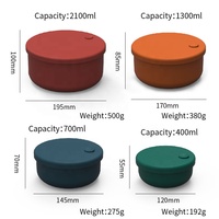 Boîte à lunch ronde réutilisable pour enfants Wellfine, nouveau design, durable et étanche, en silicone, avec couvercle