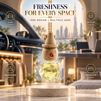 Diffuseur de parfum pour voiture personnalisé, flacon en verre à facettes diamantées, bouchon en bois sculpté, 60% d'huile parfumée, OEM ODM, marque privée, à suspendre dans la voiture