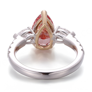 แหวนเพชรทรงลูกแพร์สีแดงทองคำแท้ 18K พร้อมใบรับรอง IGI เครื่องประดับชั้นดี แหวนเพชรแบบสั่งทำพิเศษสำหรับผู้หญิง - Product Image 3