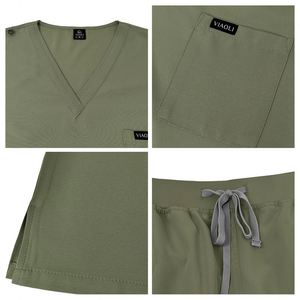 Uniformes Médicos Unisex de Poliéster y Spandex con Cuello en V y Logotipo Personalizado, Uniformes de Hospital, Trajes de Enfermería - Product Image 2