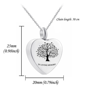 Kremasi Perhiasan Guci Abu Liontin Kenang-kenangan Kalung Liontin Hadiah Peringatan Minimalis Berbentuk Hati - Product Image 4