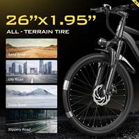 Vélo de montagne électrique sans balais Aairsk Q7, moyeu arrière, cadre en alliage d'aluminium, batterie au lithium 36V 10Ah, noir, 7 vitesses, pour trajets urbains