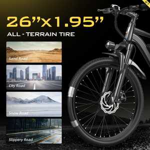 Bicicleta Eléctrica de Montaña Aairsk Q7 con Motor en la Rueda Trasera, Cuadro de Aleación de Aluminio, Batería de Litio de 36V 10Ah, Color Negro, para Desplazamientos Urbanos - Product Image 3