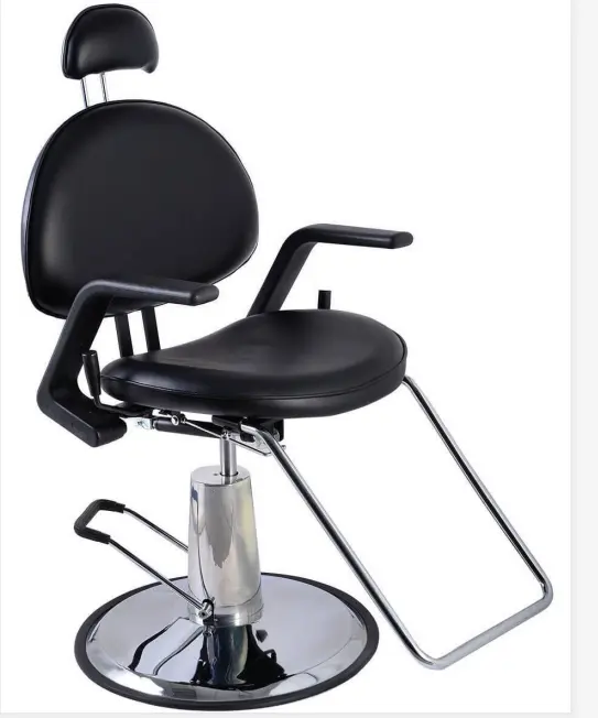 Sillas de salón multiusos giratorias negras populares al por mayor de 360 grados silla de barbero reclinable hidráulica para peluquería