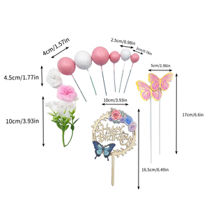 Cake Topper 12 piezas Set Party Faux Ball Set Decoración Mariposa Toppers Pasteles de <span class=keywords><strong>flores</strong></span> para Navidad Boda Aniversario Pasteles - Product Image 2