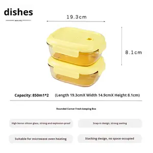 Boîte à lunch en verre borosilicate de haute qualité avec couvercle rabattable, compatible <span class=keywords><strong>micro</strong></span>-ondes et lave-vaisselle, grande capacité, récipient hermétique pour le bureau - Product Image 6