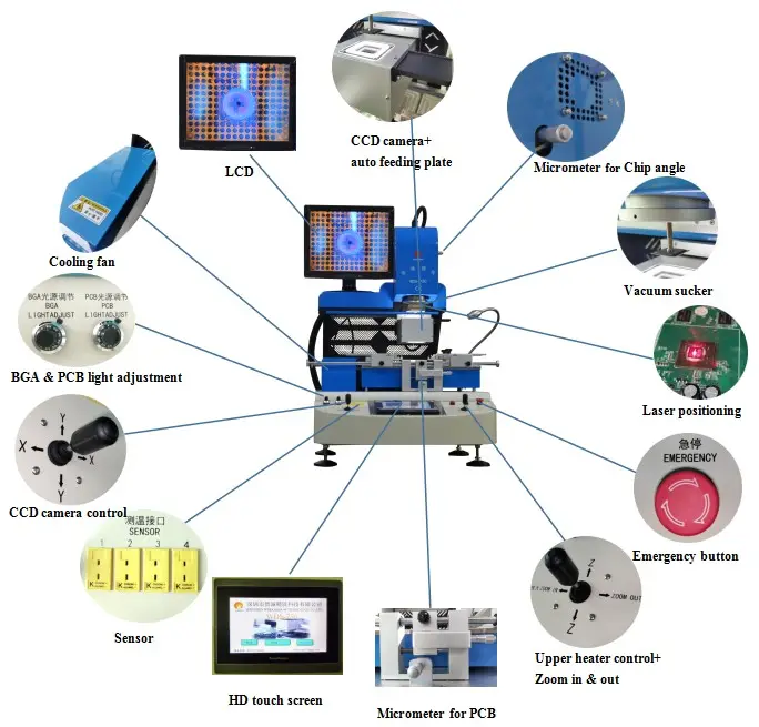 To repair led/tv/laptop WDS750 bga soldering desoldering station with optical alignment function