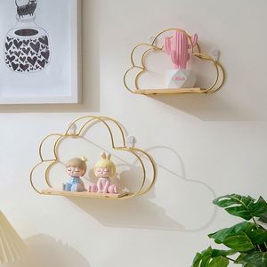 Étagère murale sans perçage pour usine - Étagère moderne en fer forgé pour salon/chambre, montage sans perçage - Product Image 2