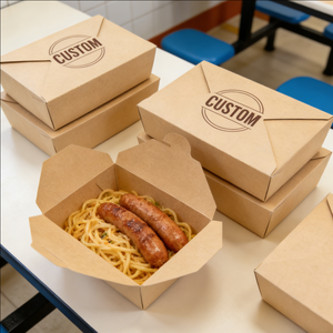 กล่องอาหารกระดาษพับได้แบบใช้แล้วทิ้ง ยี่ห้อ Takeaway Craft แบบ 2 ช่อง เป็นมิตรกับสิ่งแวดล้อม ย่อยสลายได้เอง พร้อมโลโก้สั่งทำ - Product Image 3