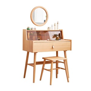 Beechwood Solid Wood Mini Dressing <b>Table</b> With Flip Top <b>Mirror</b> Storage Bedroom Makeup <b>Vanity</b> For Small Spaces - Product Image 4