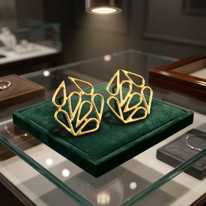 Pendientes de gota dorados de metal grueso para mujer, con forma de gota, chapados en oro de 18 quilates, de latón, para boda - Product Image 3