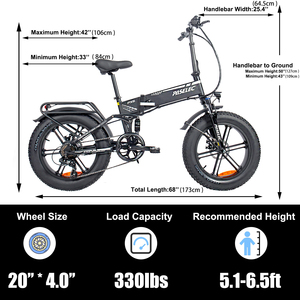 Bicicleta eléctrica plegable PX6 con suspensión completa y neumáticos gruesos de 4.0'' de la marca EU Stock, con motor potente de 750W. - Product Image 6