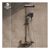 Ensemble de douche moderne et populaire en cuivre massif avec affichage numérique, pressurisé, à jet de pluie doux