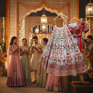 <b>WHITE</b> Aayna Clothing LEHENGA CHOLI LC 26 0g Manual Fulfillment - Product Image 3