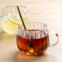 Tasse à café et thé au lait en verre borosilicate haute résistance, motif citrouille, avec design ventre à grain vertical, tasse à eau ronde pour la maison