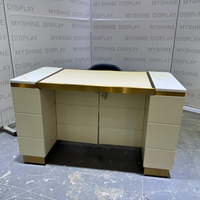 Comptoir de présentation de bijoux en or crème de luxe, bureau de consultation sur mesure haut de gamme pour pierres précieuses