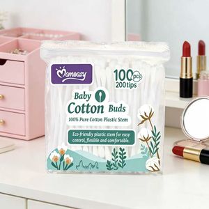 Bâtonnets de <span class=keywords><strong>coton</strong></span> pour bébé Momeasy 100 pièces 200 pointes 100% <span class=keywords><strong>coton</strong></span> pur Tige en plastique Doux pour la peau délicate des nouveau-nés - Product Image 6