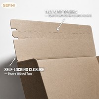 Boîte d'expédition à bande déchirable personnalisée en carton ondulé, emballage e-commerce perforé à ouverture facile, logo OEM, toutes tailles