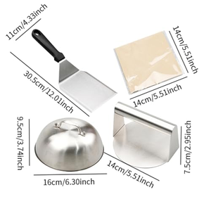 Dôme de cuisson pour fromage fondu avec poignée résistante à la chaleur, grattoir à grillades, presse à hamburgers, papier sulfurisé, accessoires pour plancha - Product Image 2