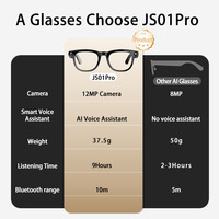 Lunettes intelligentes IA avec caméra HD 12MP, technologie de pointe, traduction en temps réel, enregistrement vidéo, activation vocale, lecture de musique