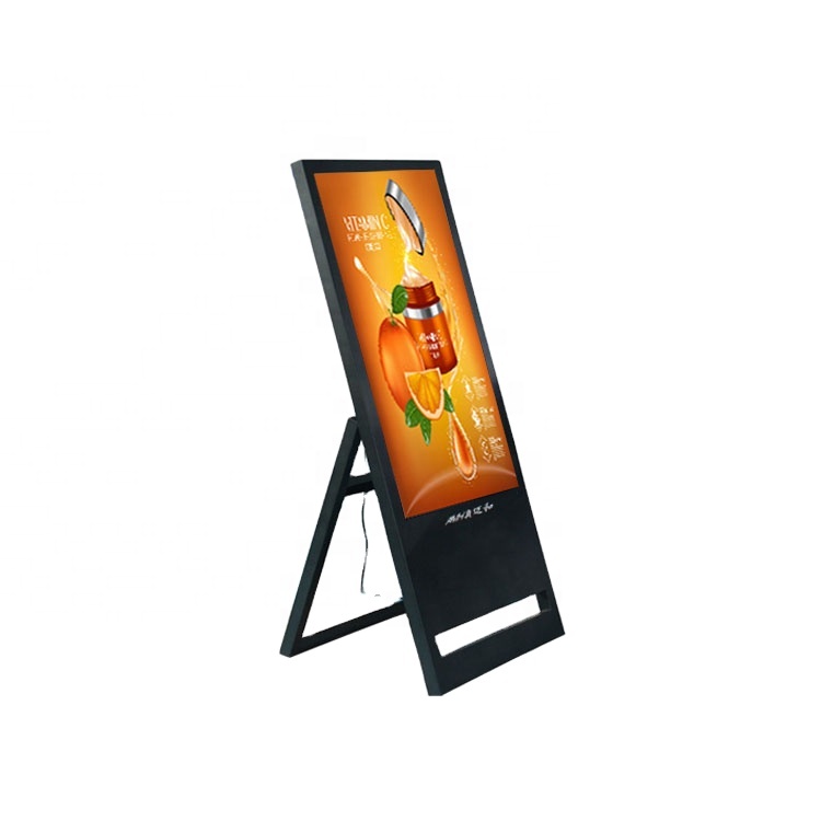 แบบพกพาเคลื่อนย้ายได้อิเล็กทรอนิกส์หน้าจอสัมผัส Kiosk SDK ผู้เล่นหน้าจอ LED โปสเตอร์จอแสดงผล Kiosk กลางแจ้งฟรีอะไหล่ 16:9