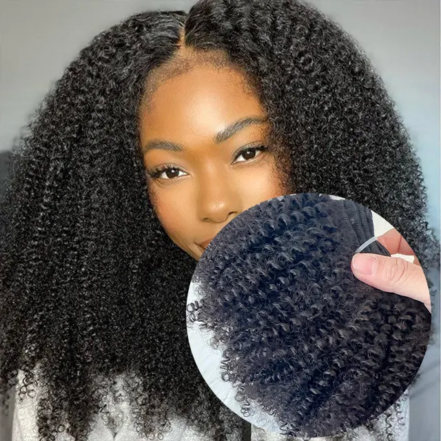 Voorraad Snelle Verzending Dubbele Inslag 8-30 Inch Ruwe Braziliaanse Indiase Afro Kinky Curly Extensions 100G 4a 4b 4c Menselijk Haar Bundels