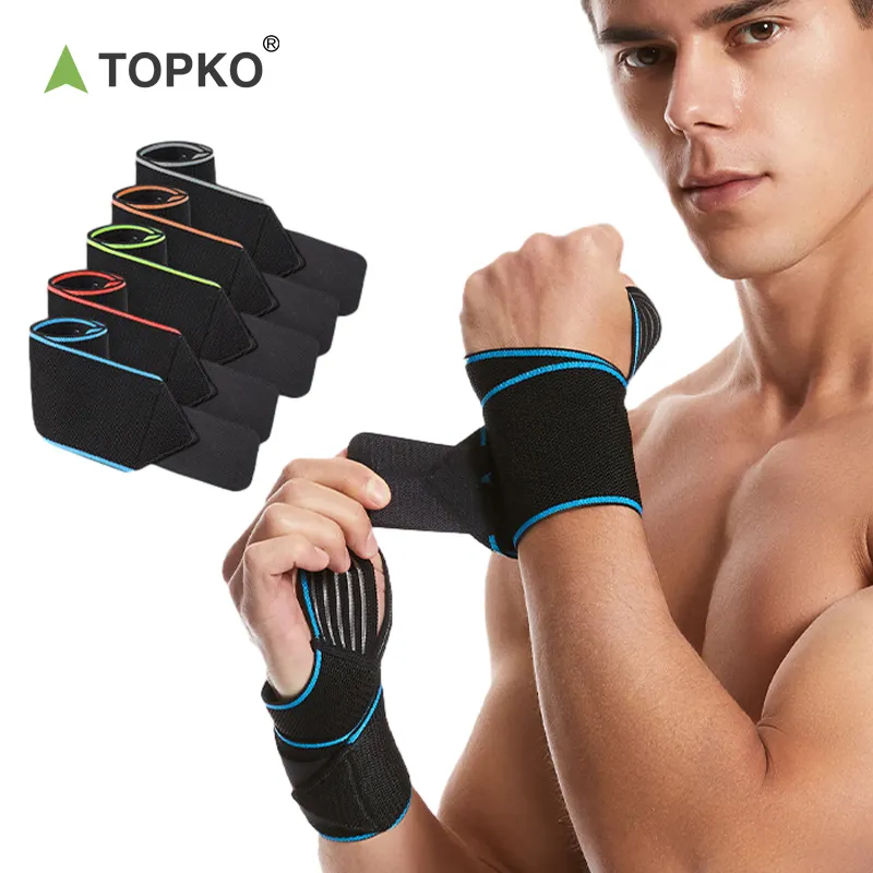 TOPKO Stocked Weightlifting Powerlifting Gym Cotton Wrist Wraps Workout Fitness Wrist Support Wraps