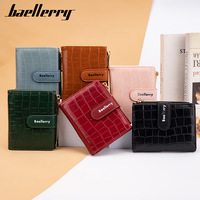 Billetera Mujer Bifold dompet koin tempat kartu kredit kustom dompet wanita logo kulit Pu dompet saku kecil berpola buaya
