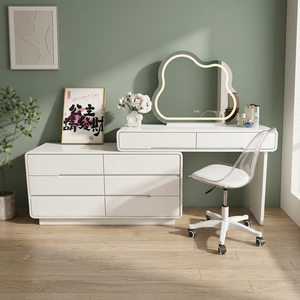 Modern <b>Makeup</b> Vanity <b>Table</b> <b>With</b> <b>Lighted</b> Mirror Storage Desk For Bedroom Furniture - Product Image 3