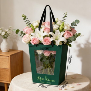 Sac cadeau tendance pour fleurs, emballage pour fleuriste avec puits de lumière en PVC, sac à fleurs portable, logo personnalisé, sac cadeau pour anniversaire, sac cadeau pour fleurs, impression - Product Image 3