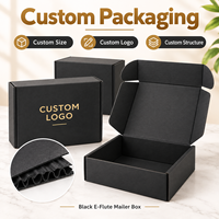 Boîtes d'expédition pliables en carton ondulé noir E-Flute personnalisées avec logo imprimé pour bijoux, cadeaux, e-commerce, vente en gros