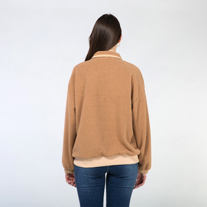 Personnalisé Unisexe <span class=keywords><strong>Hiver</strong></span> Sherpa Polaire Quart Demi 1/4 3/4 Zip Veste <span class=keywords><strong>Pull</strong></span> Sweat pour Femmes - Product Image 4