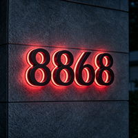 Letras 3D LED de Bronce para Rótulos de Tiendas, Letreros Comerciales con Luz LED, Placa Metálica con Número de Puerta, Número de Apartamento o Casa para Edificios