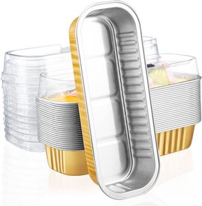 Baking Mini Loaf Pans With Lids and 50pack 200ml 6.8oz Aluminum <b>Foil</b> Mini Cake Pans Disposable Rectangle Baking Tins <b>Containers</b> - Product Image 1