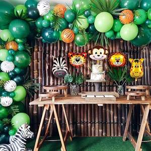 Décorations de 1er <span class=keywords><strong>anniversaire</strong></span> pour garçons, décorations de fête à thème <span class=keywords><strong>Jungle</strong></span> avec bannière joyeux <span class=keywords><strong>anniversaire</strong></span>, Kit de guirlande de ballons <span class=keywords><strong>Jungle</strong></span> Safari - Product Image 5